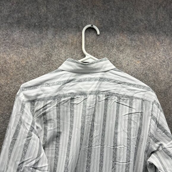 Hugo Boss Dress Shirt Mens Large Gray White Striped Long Sleeve Button Up - Picture 10 of 10